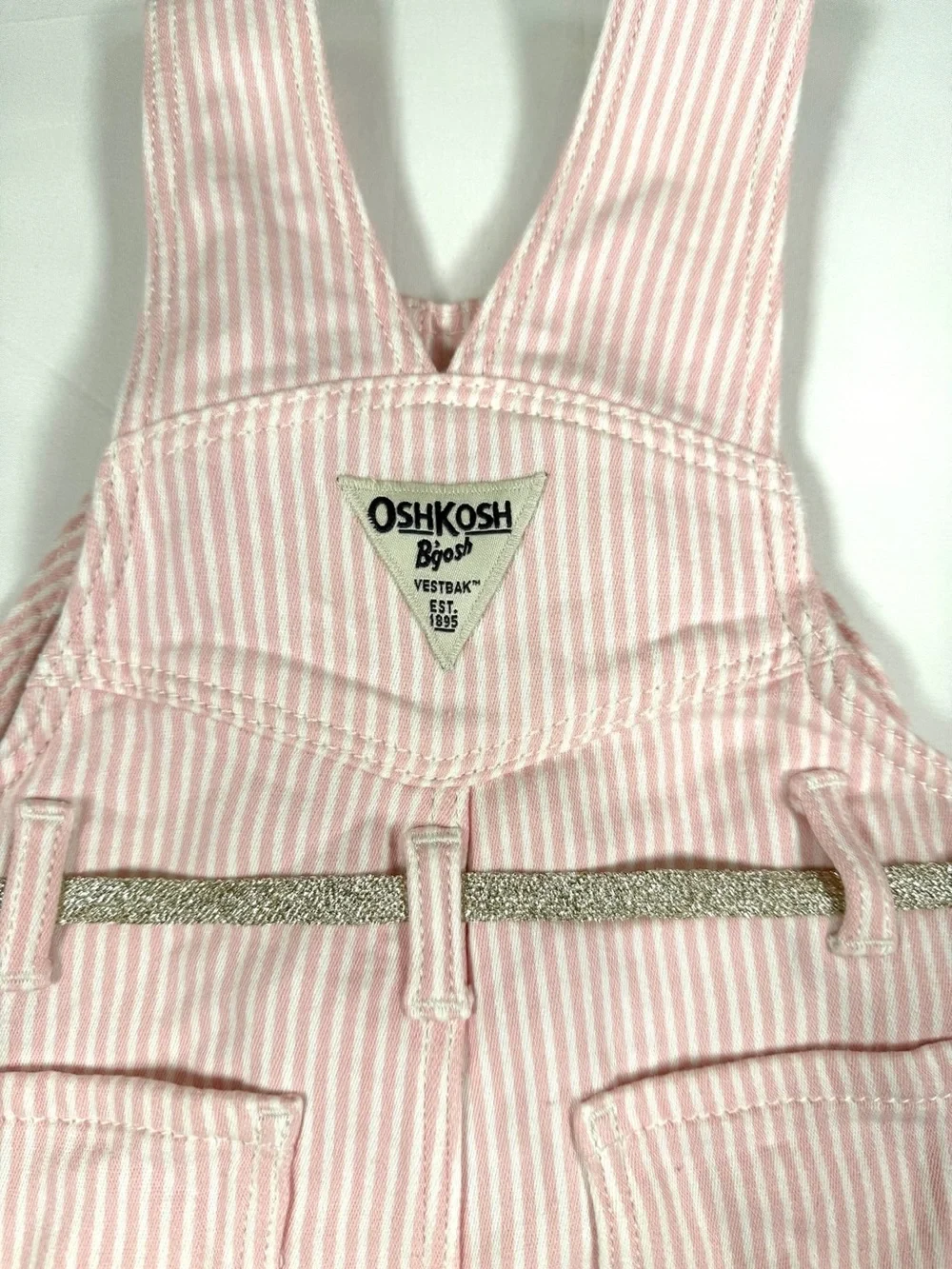 OSHKOSH BGOSH Girls Pink Stripe Overalls Size 9M Stripe Knit Jumpsuit Classic